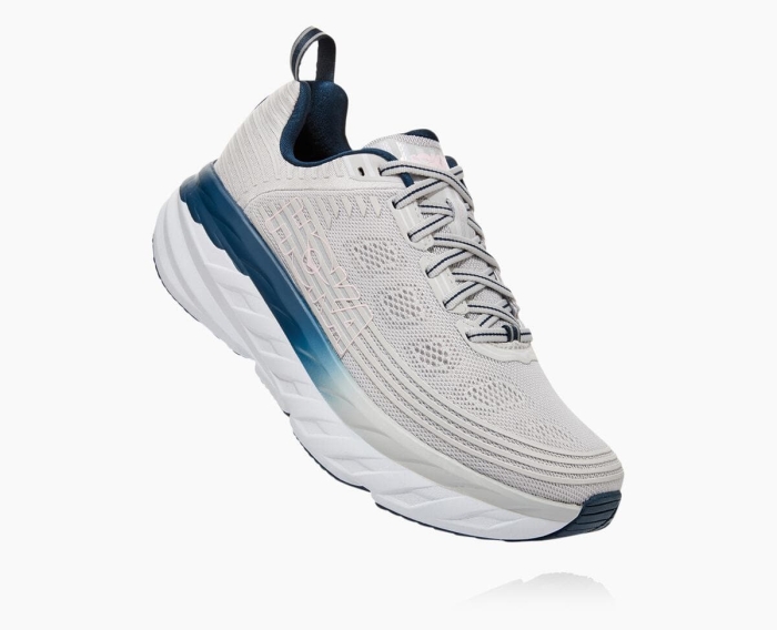 Hoka Løpesko Asfalt Tilbud - HOKA ONE ONE Bondi 6 Wide Dame Hvite [NO-95QFEK]